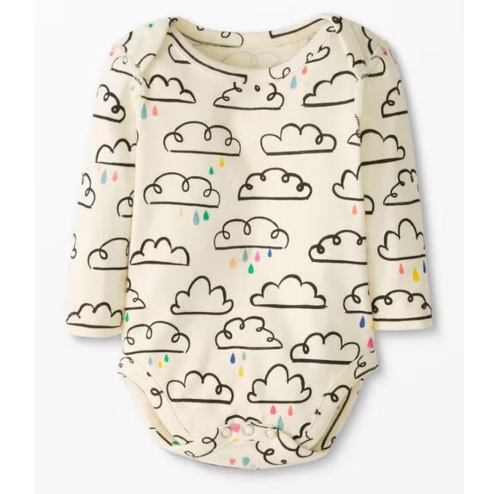 Hanna Andersson Cream Cloud Print Bodysuit